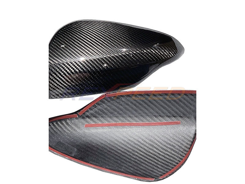 Rexpeed dry carbon mirror covers installed on a 2022+ Subaru WRX VB