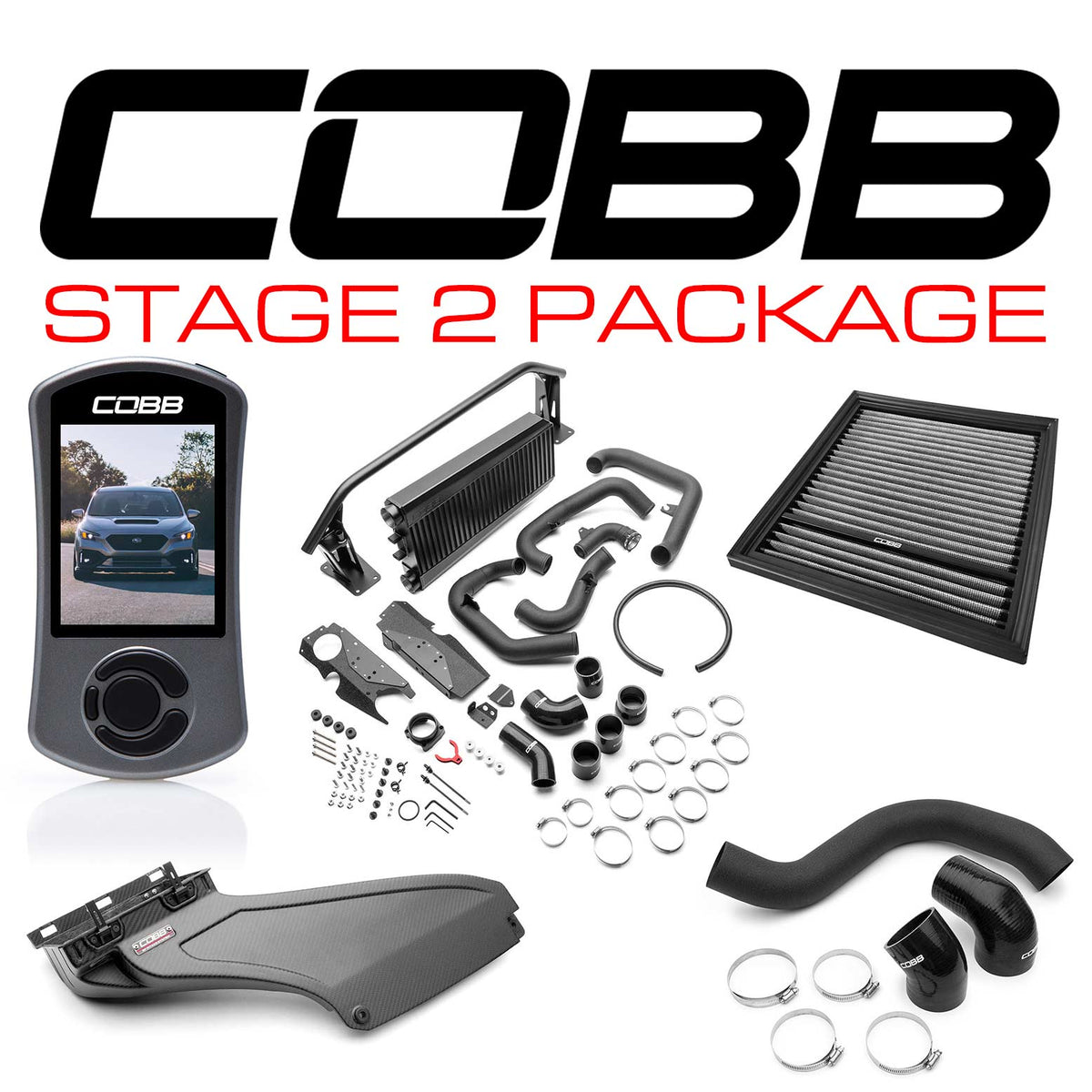 COBB Stage 2 Power Package w/ FMIC Matte CF Scoop - 2022-2025 Subaru WRX