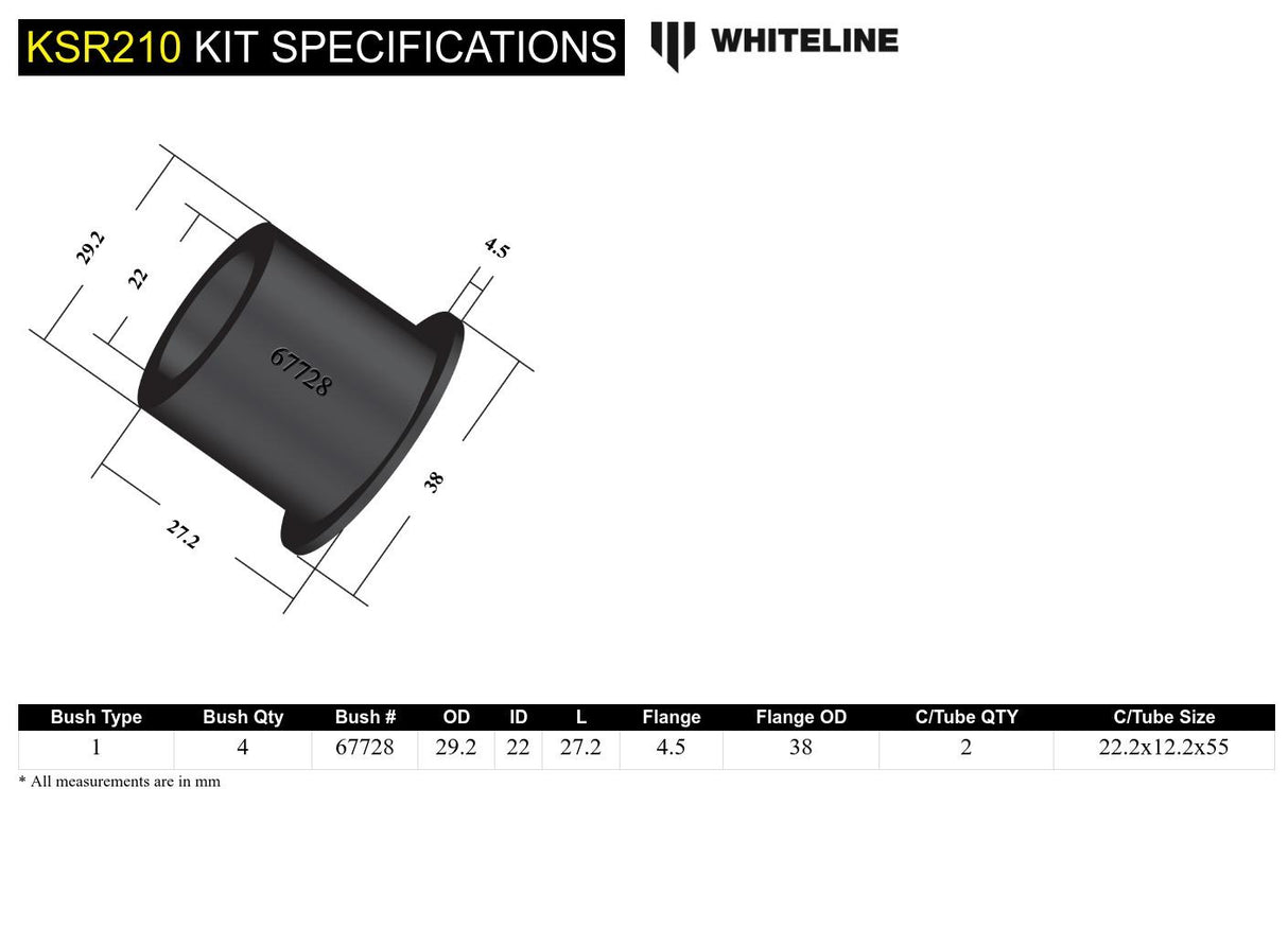 Whiteline Steering Rack Mount Bushing Kit - 2013+ Subaru BRZ - product image 5