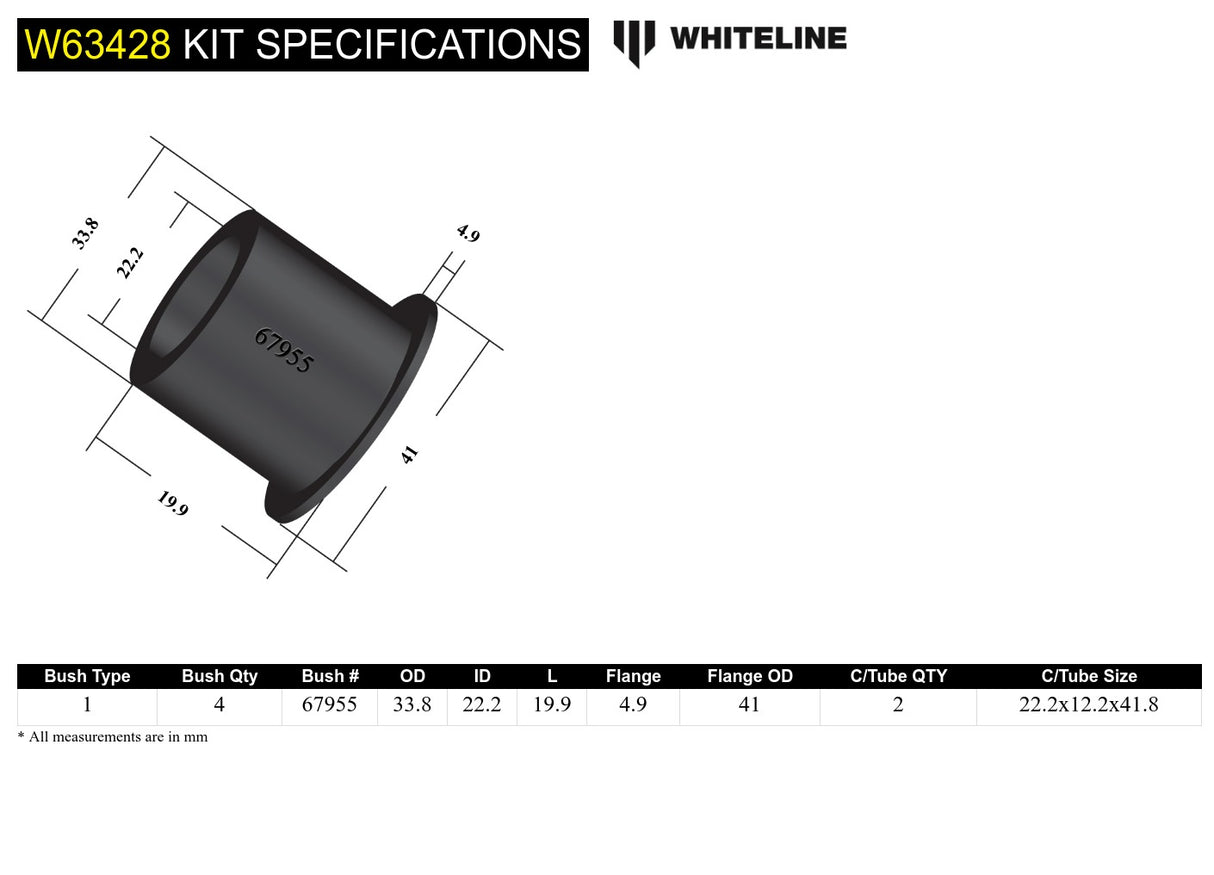 Whiteline Rear Lower Control Arm Inner Bushing Kit - Subaru - product image 5