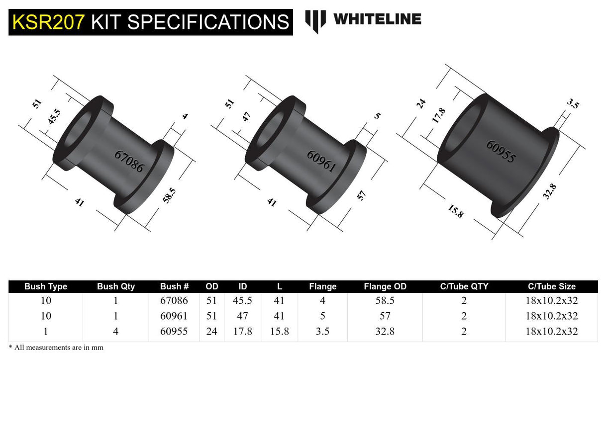 Whiteline KSR207 Steering Rack Mount Bushing Kit - Subaru - product image 5
