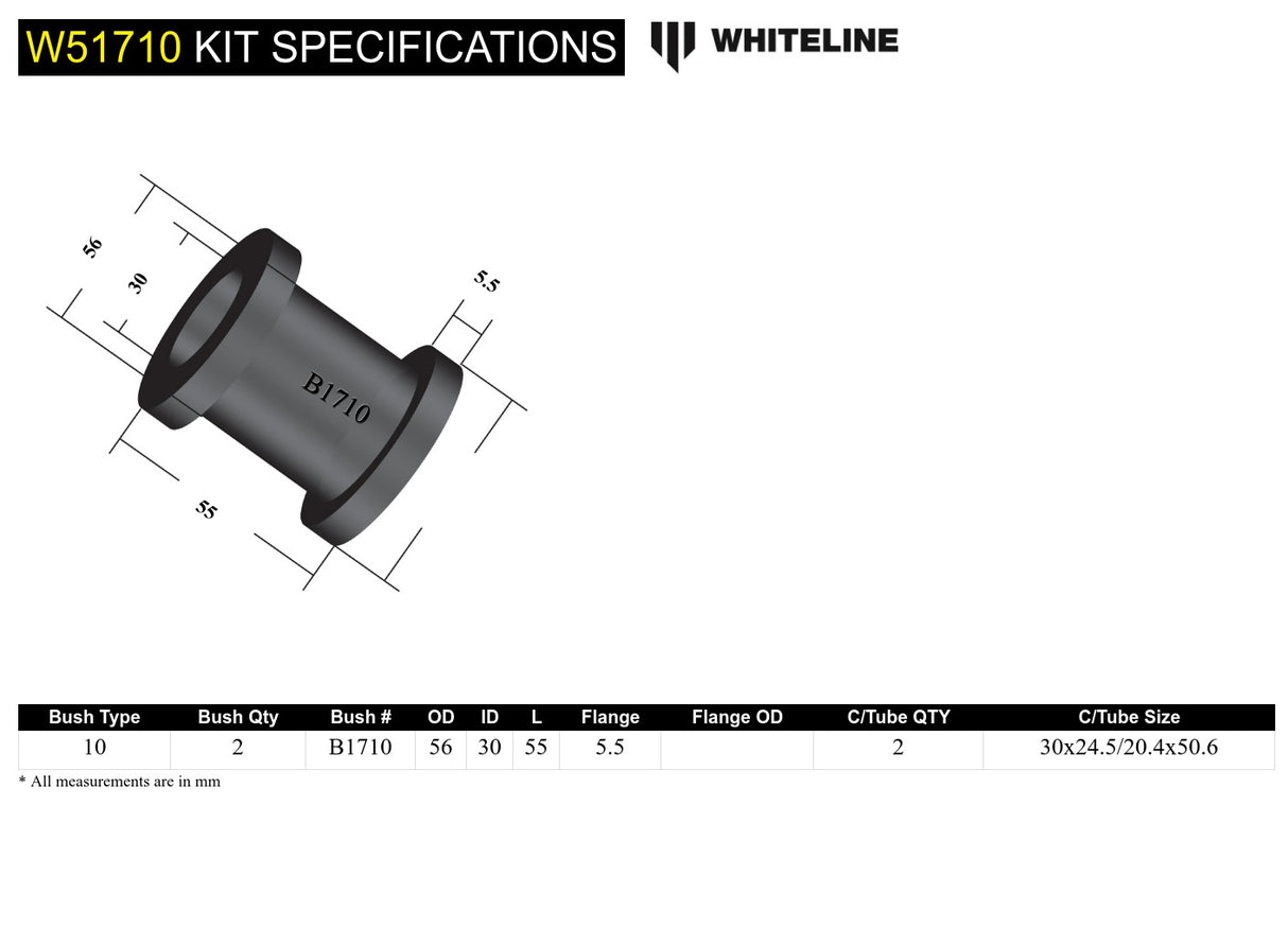 Whiteline W51710 Front Lower Control Arm Inner Rear Bushing Kit - Subaru - product image 5