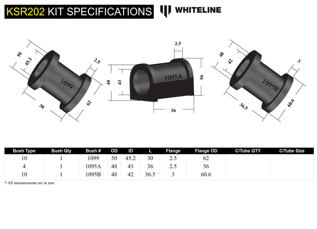 Whiteline Steering Rack Mount Bushing Kit - Subaru - product image 5