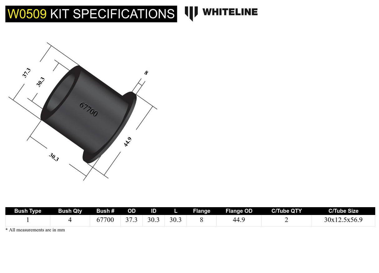Whiteline Front Lower Control Arm Rear Bushing Kit - 2013+ Subaru BRZ - product image 5