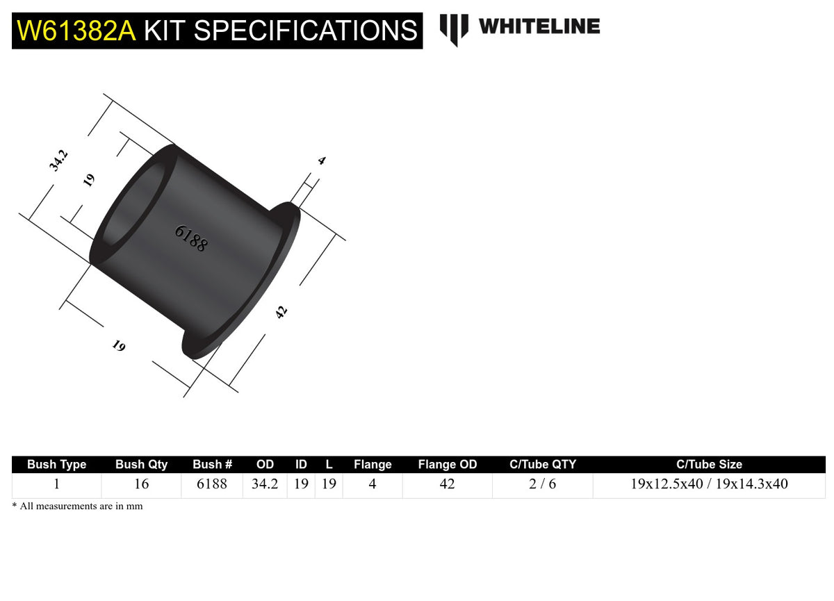 Whiteline Rear Lower Control Arm Bushing Kit - Subaru - product image 5