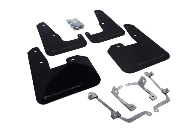 Rally Armor 2008-14 Subaru STI Black UR Mud Flap Grey Logo mud flap set