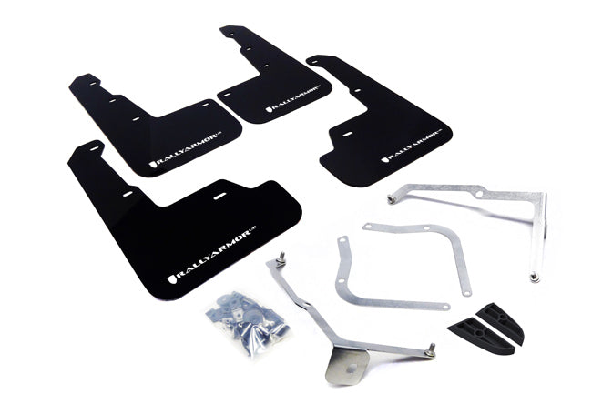 Rally Armor 2015-21 Subaru WRX & STI Black UR Mud Flap White Logo mud flap set