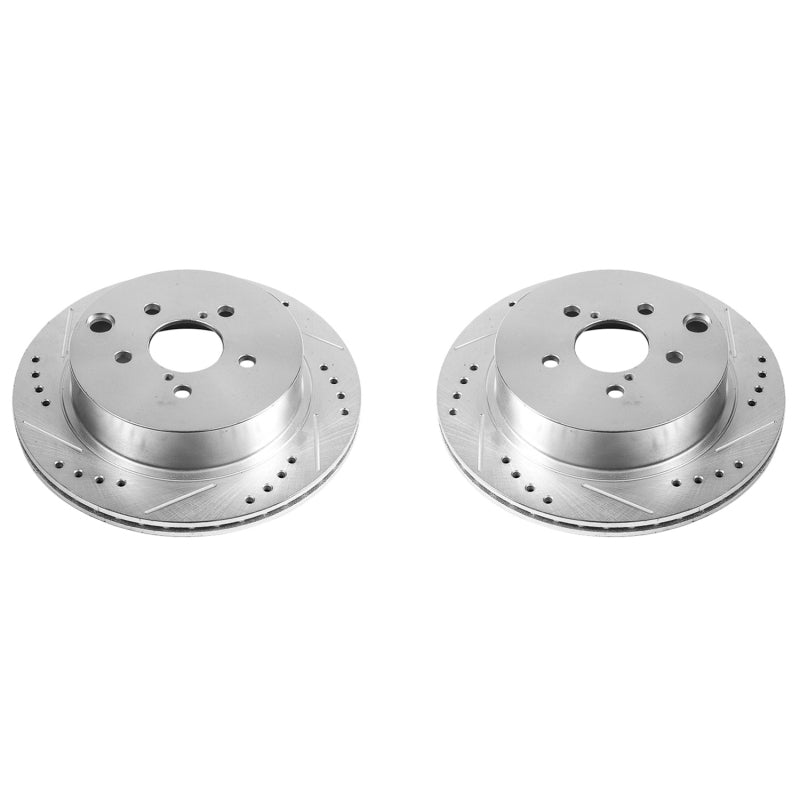 PowerStop Rear Evolution Drilled & Slotted Rotors - Pair - 2014-2018 Subaru Forester