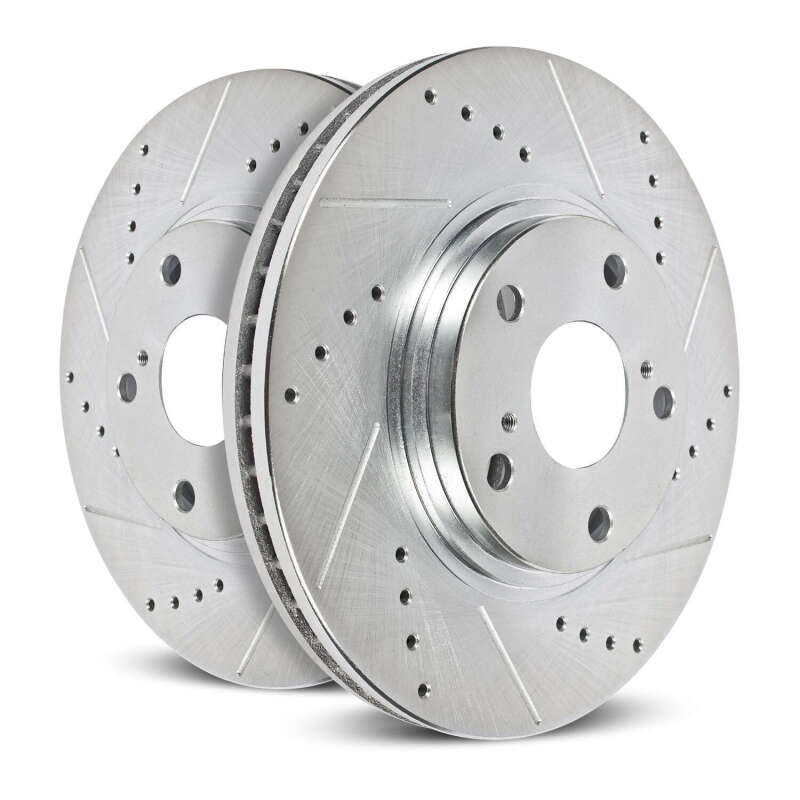 PowerStop Rear Evolution Drilled & Slotted Rotors - Pair - 2014-2018 Subaru Forester