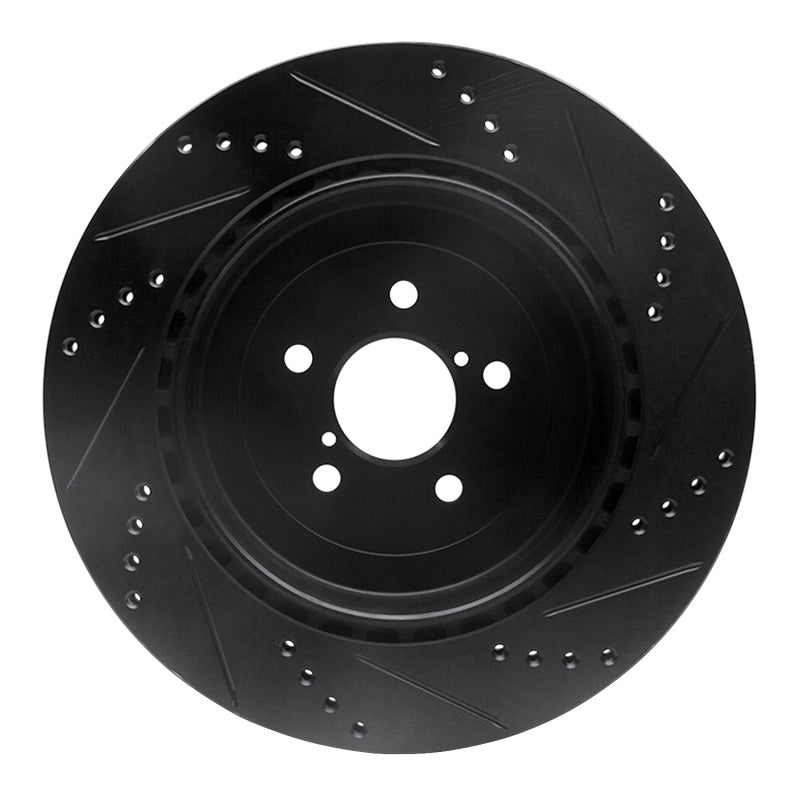 R1 Concepts Rear Left Drilled & Slotted Brake Rotor - 2003-2004 Subaru Impreza