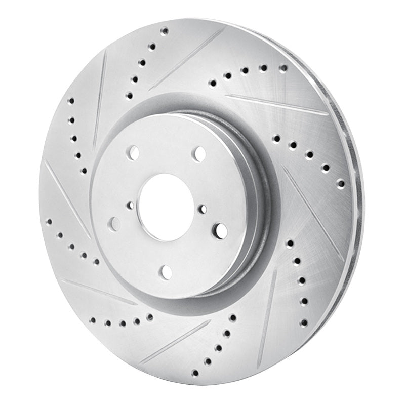 R1 Concepts Front Left Drilled & Slotted Silver Brake Rotor - 2005-2020 Subaru Impreza