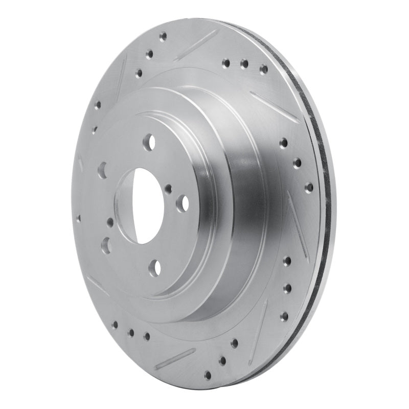 R1 Concepts Rear Left Drilled & Slotted Silver Brake Rotor - 2005-2009 Subaru Impreza