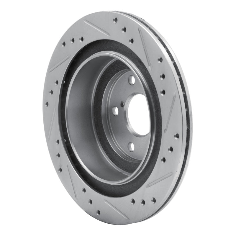 R1 Concepts Rear Left Drilled & Slotted Silver Brake Rotor - 2005-2009 Subaru Impreza