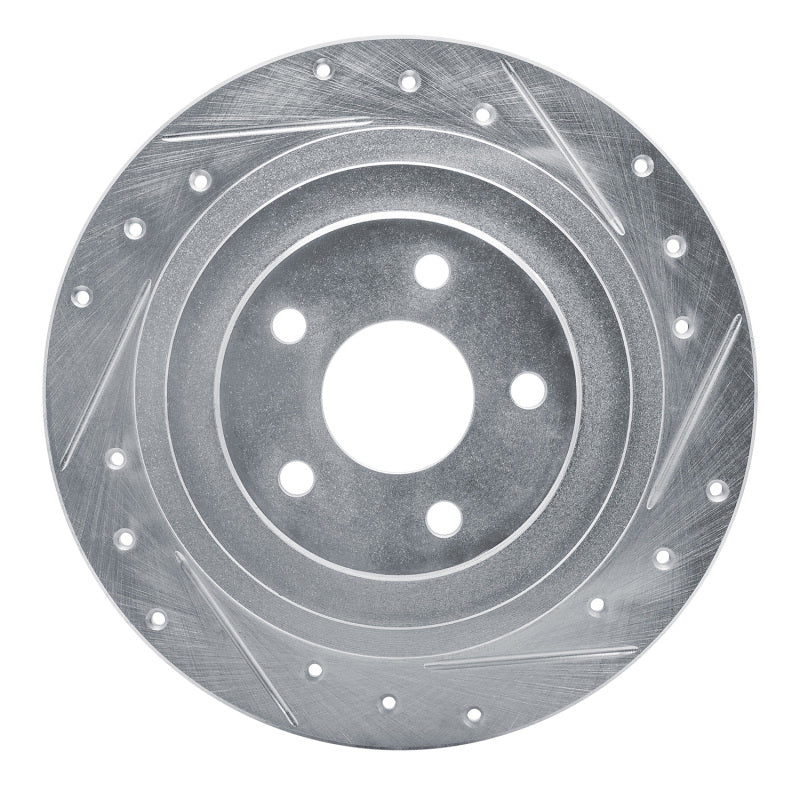 R1 Concepts Rear Right Drilled & Slotted Silver Brake Rotor - 2000-2006 Subaru Legacy