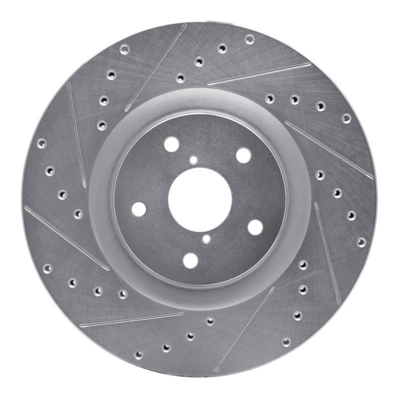 R1 Concepts Front Left Drilled & Slotted Silver Brake Rotor - 2019-2023 Subaru Ascent