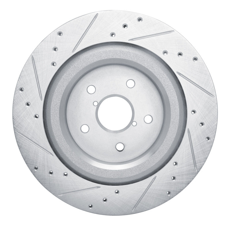 R1 Concepts Rear Right Drilled & Slotted Silver Brake Rotor - 2019-2025 Subaru Ascent