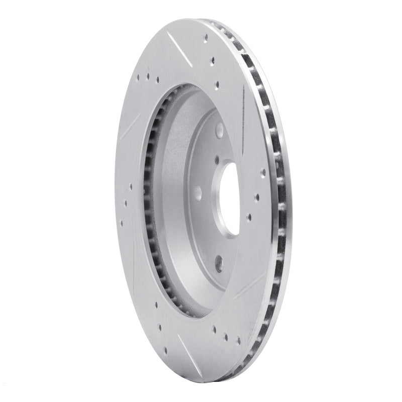 R1 Concepts Rear Left Drilled & Slotted Silver Brake Rotor - 2019-2025 Subaru Impreza