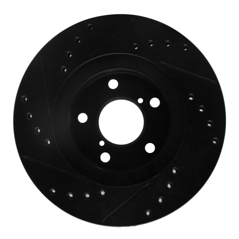 R1 Concepts Front Right Drilled & Slotted Black Brake Rotor - 1993-2001 Subaru Impreza
