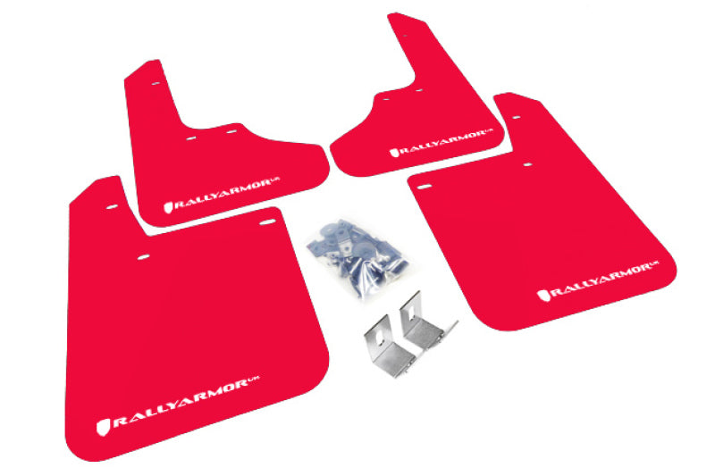Rally Armor RS Red UR Mud Flap w/ White Logo - 1993-2001 Subaru Impreza