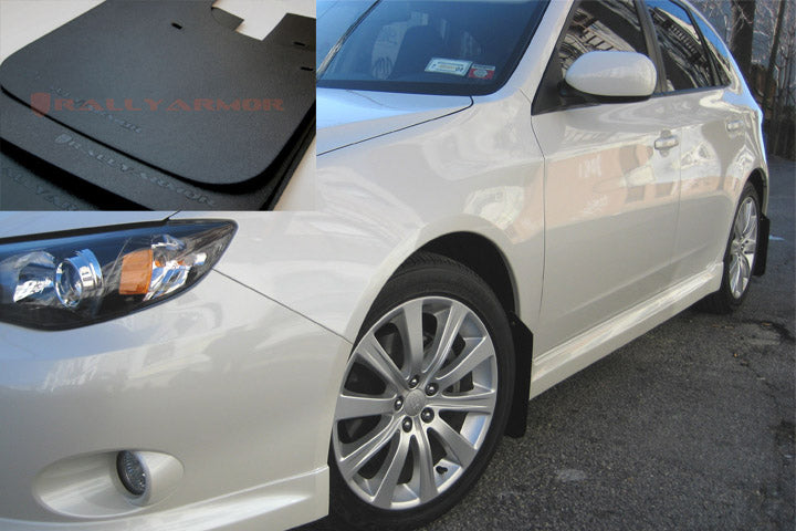 Rally Armor Basic Black Mud Flaps with Black Logo - 2008-2010 Subaru WRX