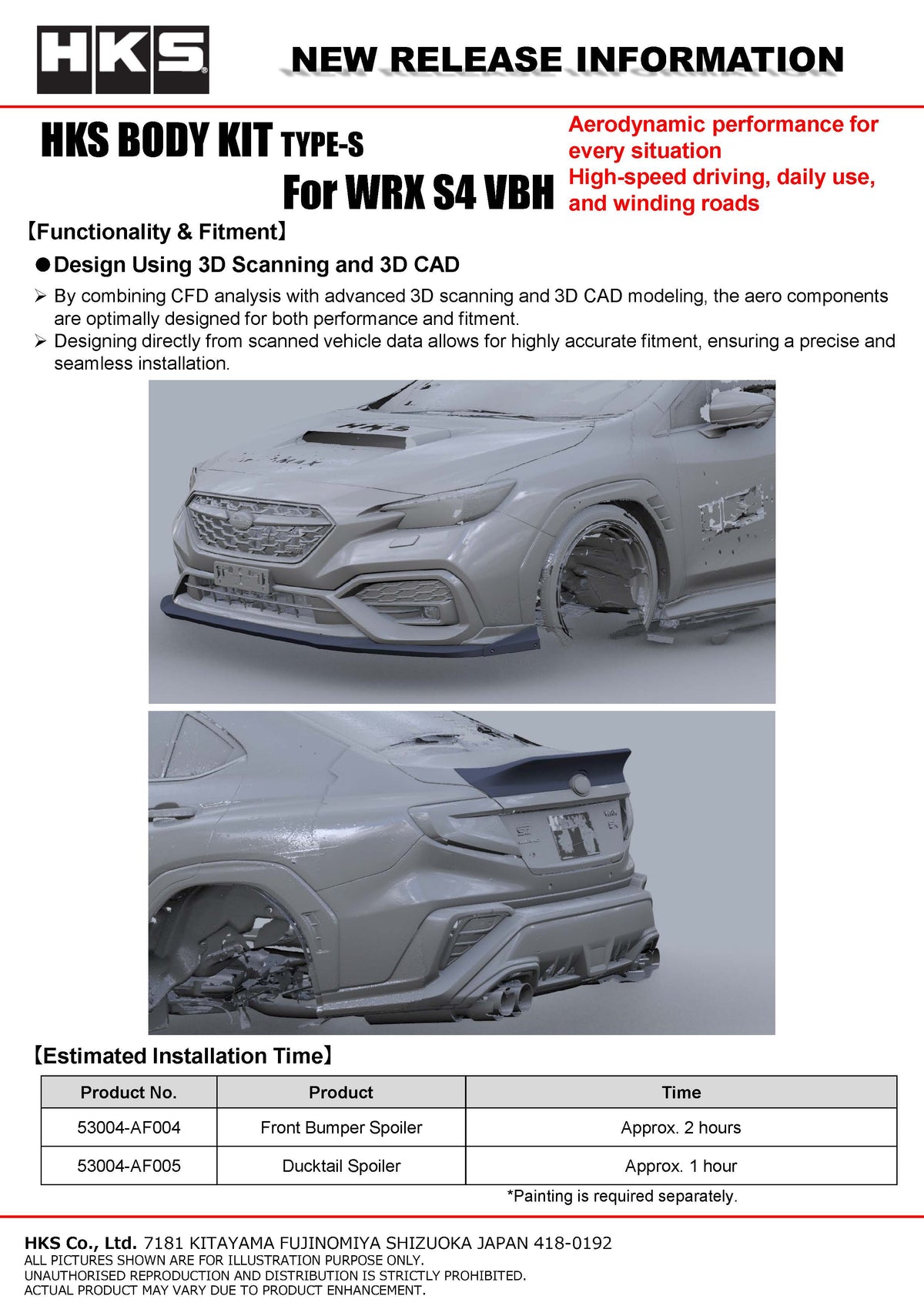 HKS Type-S Front Spoiler - 2022-2025 Subaru WRX