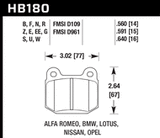 HB180F.560 brake pad shape diagram