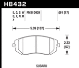 HB432B.661 brake pad shape diagram