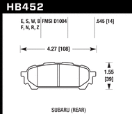 HB452F.545 brake pad shape diagram