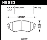 HB533F.668 brake pad shape diagram