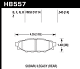 HB557F.545 brake pad shape diagram