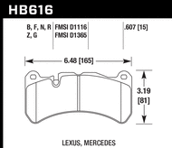 HB616F.607 brake pad shape diagram
