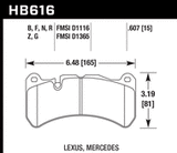 HB616F.607 brake pad shape diagram
