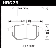 HB629F.565 brake pad shape diagram