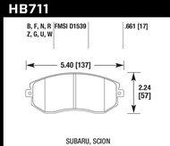 HB711F.661 brake pad shape diagram