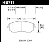 HB711F.661 brake pad shape diagram