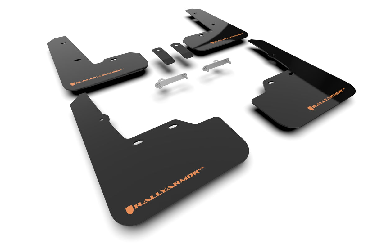 Rally Armor 2022-26 Subaru WRX Black UR Mud Flap Orange Logo mud flap set