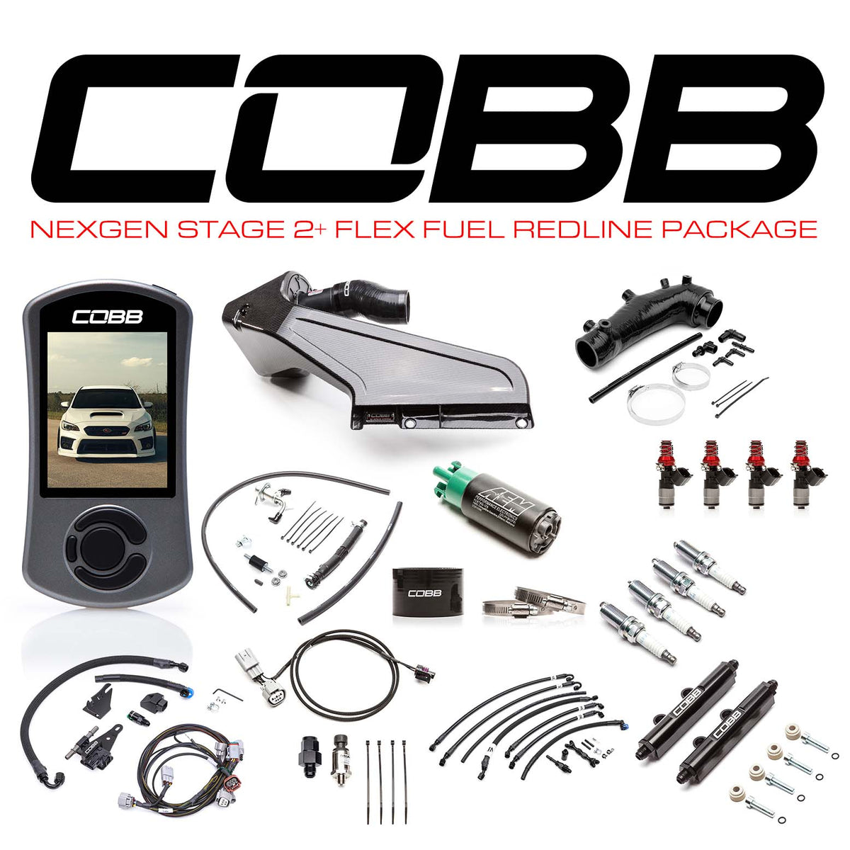 COBB NexGen Stage 2 + Flex Fuel Redline CF Power Package - 2015-2021 Subaru STI