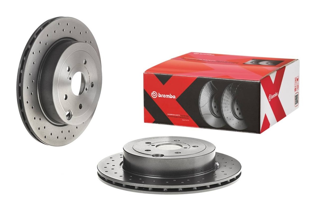 Brembo Xtra Drilled Rear Brake Rotor - 2008-2017 Subaru STI