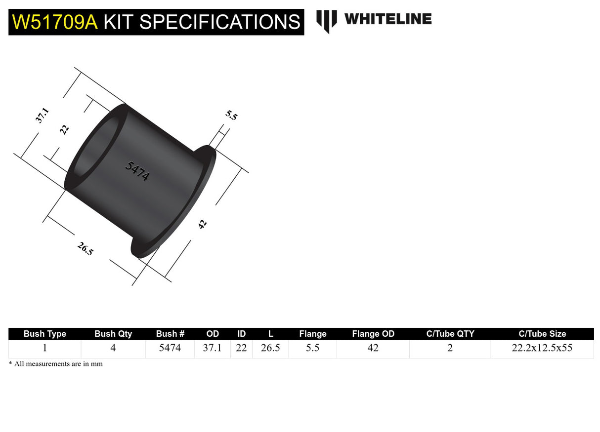 Whiteline Front Lower Control Arm Inner Front Bushing Kit - Subaru - product image 5