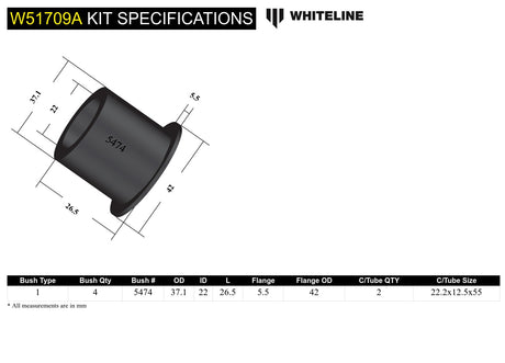 Whiteline Front Lower Control Arm Inner Front Bushing Kit - Subaru - product image 5