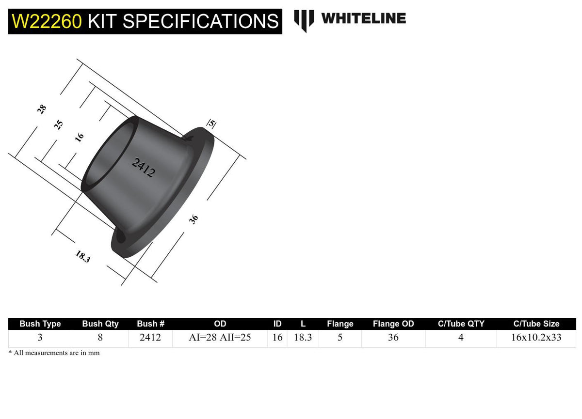 Whiteline Rear Sway Bar End Link Bushing Kit - Subaru - product image 6