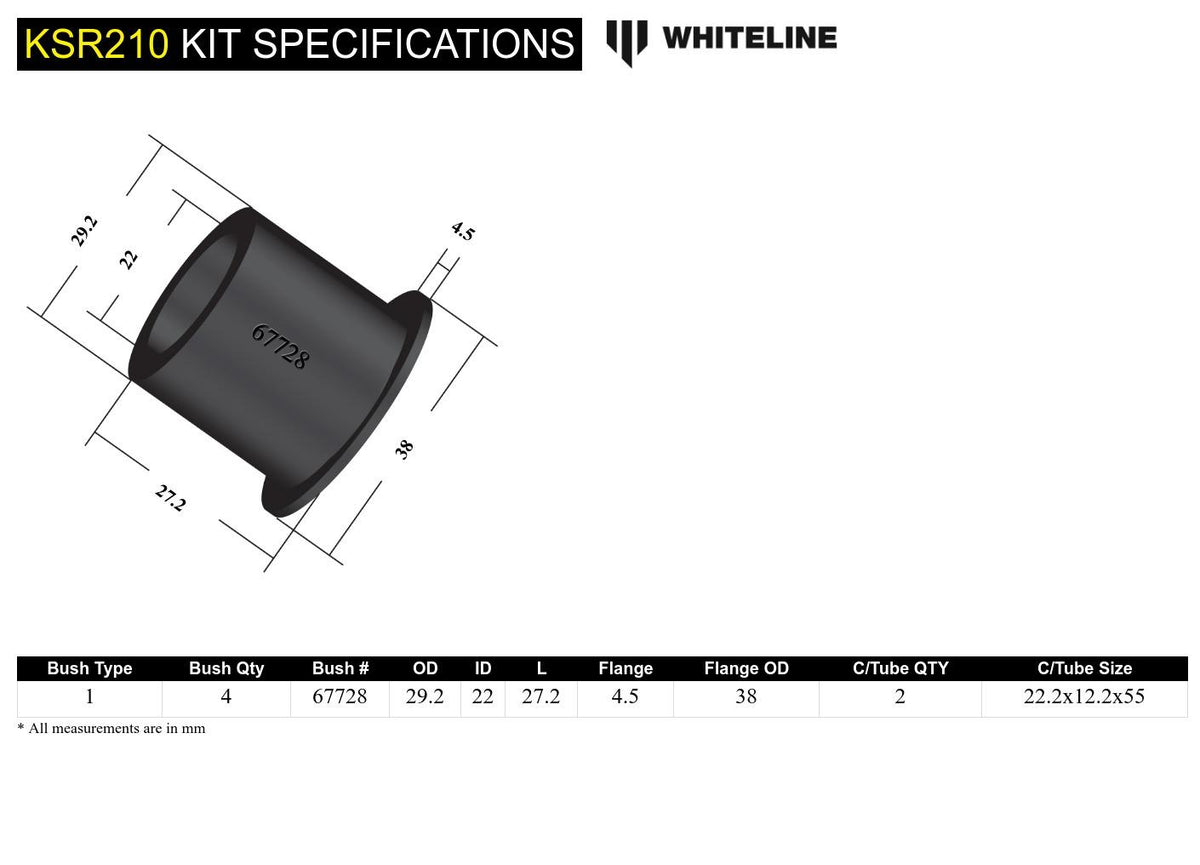 Whiteline Steering Rack Mount Bushing Kit - 2013+ Subaru BRZ - product image 5