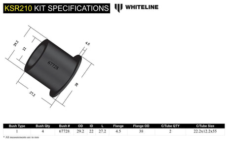 Whiteline Steering Rack Mount Bushing Kit - 2013+ Subaru BRZ - product image 5