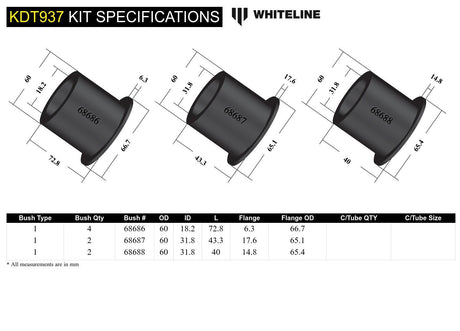 Whiteline Positive Traction Rear Subframe Bushing Kit - Subaru - product image 5