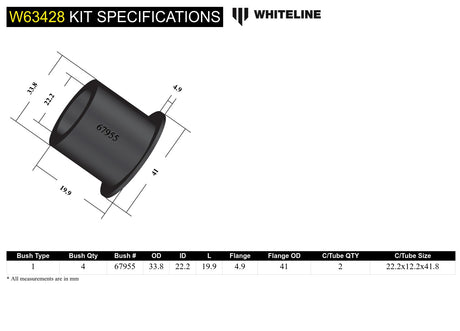 Whiteline Rear Lower Control Arm Inner Bushing Kit - Subaru - product image 5