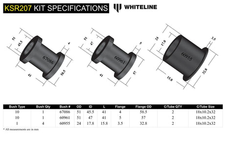 Whiteline KSR207 Steering Rack Mount Bushing Kit - Subaru - product image 5