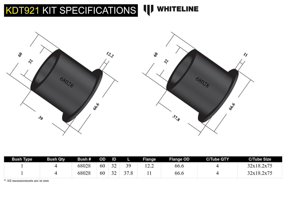 Whiteline Rear Subframe Bushing Kit - 2013+ Subaru BRZ - product image 5