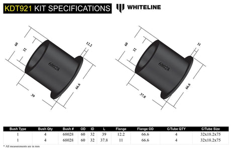 Whiteline Rear Subframe Bushing Kit - 2013+ Subaru BRZ - product image 5