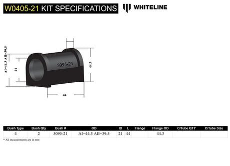Whiteline 21 mm Front Sway Bar Bushing Kit - Subaru - product image 5