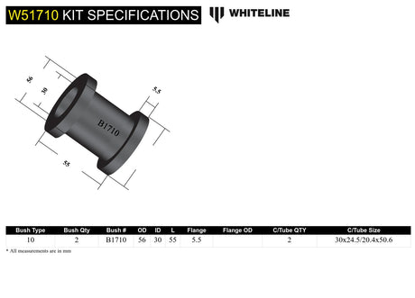 Whiteline W51710 Front Lower Control Arm Inner Rear Bushing Kit - Subaru - product image 5